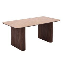 Прямоугольный стол MEBEL ELITE ARAMIS 180*90 см Травертин / Орех реальная фотография