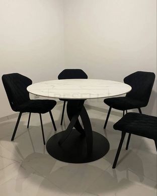 Стол Обеденный DС6 КЕРАМИКА ASTON GOLD Испания ST 80х80  см Белый  реальная фотография