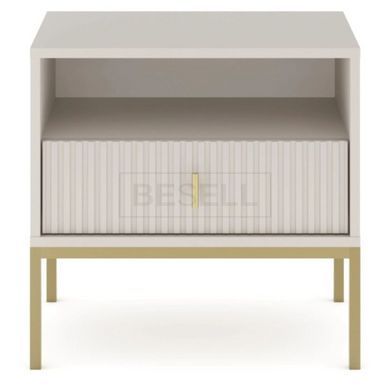 Прикроватная тумба рифленая MEBEL ELITE MARCOS 54 см кашемир/золото реальная фотография