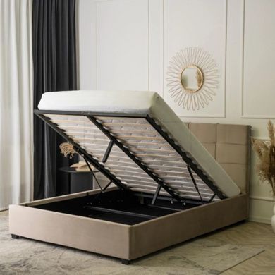 Ліжко TINGA Mebel Elite 160x200 Велюр Бежевий жива фотографія