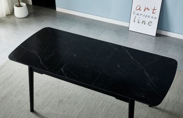 Стол раскладной BERLIN CERAMIC Intarsio 140(180)x80 Черный Мат Керамика Черный реальная фотография