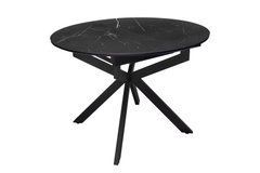 Стол Обеденный ATLAS CERAMIC Shks Black Matt Bjorn 120(160)х120 Черный Эффект Мрамора реальная фотография