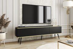Тумба под телевизор Perfect Home Оро/Oro 3-дверная с черными ножками RTV175 Черный реальная фотография
