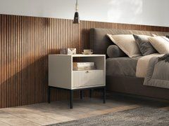 Тумба приліжкова Perfect Home Нова / Nova з 1 шухлядою і чорними ніжками S54 Кашемір жива фотографія