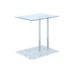 Журнальный стол Quadro Arhome 45,7x35,5 Прозрачный/Серебряный/Белый мрамор реальная фотография