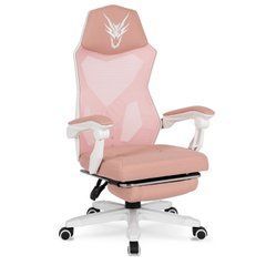 Стул офисный поворотный MEBEL ELITE BING Розовый/белый реальная фотография