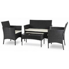 Набір садових меблів MEBEL ELITE MISSISSIPI (диван + 2 крісла + стіл) чорний / бежевий
