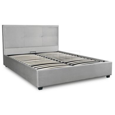 Кровать двуспальная бархатная MEBEL ELITE ANDRE Velvet 160x200 Светло Серый реальная фотография