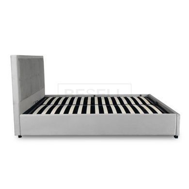 Кровать двуспальная бархатная MEBEL ELITE ANDRE Velvet 160x200 Светло Серый реальная фотография