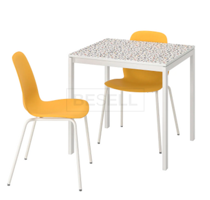Столовий комплект MELLTORP / LEIFARNE IKEA Білий /Біла Мозаїка жива фотографія
