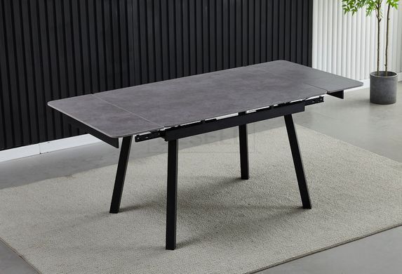 Стіл розкладний MADRID CERAMIC Intarsio 120(180)*85 GRIGIO LATTE MATT Чорний жива фотографія