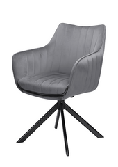 Кресло поворотное SALVIA Velvet Intarsio Серый реальная фотография