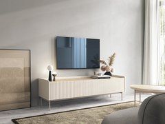 Тумба под телевизор Perfect Home Левел / Level 2-дверная 2D/181 Беж/дуб сканди реальная фотография