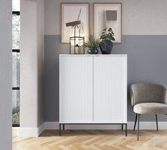 Комод высокий Perfect Home Новая/Nova 2-дверный с черными ножками K104 Белый реальная фотография