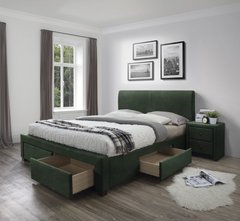 Кровать MODENA 3 Velvet Halmar 160x200 Зеленый реальная фотография