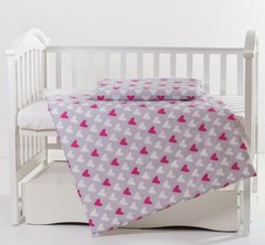 Переменная постель 2 эл Twins Premium Сердечки розово-серые, розовый реальная фотография