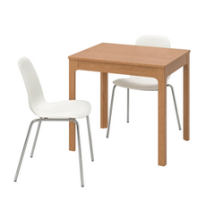 Столовый комплект EKEDALEN / LEIFARNE IKEA Дуб/Белый реальная фотография