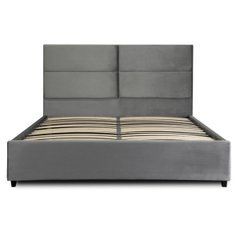 Ліжко MEBEL ELITE TULSA 160x200 Сірий / велюр жива фотографія