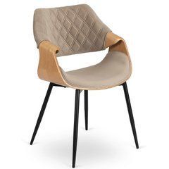 Стул бархатный MEBEL ELITE DAKOTA Velvet, Дуб золотой / Беж реальная фотография