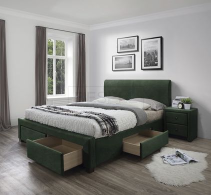 Ліжко MODENA 3 Velvet Halmar 160x200 Зелений жива фотографія