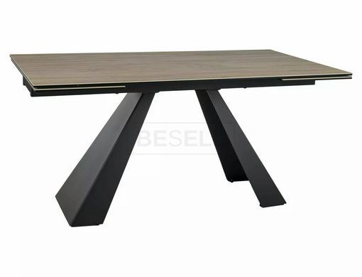 Стіл Обідній SALVADORE CERAMIC BRĄZ SABBIA 160(240)X90 Signal Світло Коричневий Мат / Чорний Мат жива фотографія