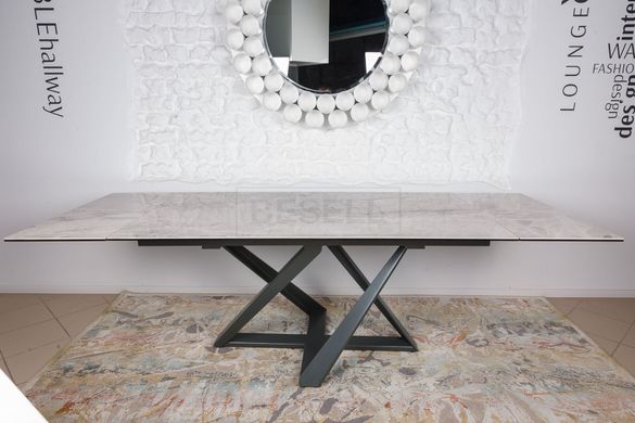 Стол обеденный FLEETWOOD NEW Nicolas 160X90 Керамика Светло-Серый Глянец реальная фотография