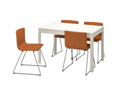 Столовый комплект EKEDALEN / BERNHARD IKEA Белый / Золотисто-коричневый реальная фотография