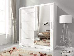 Шкаф-купе Мая I Алю / Maja I Alu 180 2-дверный с зеркалом Белый реальная фотография