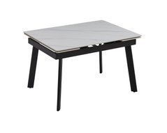 Стол Обеденный VELVET CERAMIC Snow white Matt Bjorn 120(180)х90 Белый Эффект Мрамора реальная фотография
