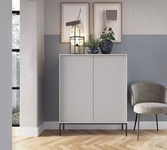 Комод высокий Perfect Home Новая/Nova 2-дверный с черными ножками K104 Серый реальная фотография