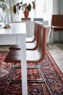 Столовый комплект EKEDALEN / BERNHARD IKEA Белый / Золотисто-коричневый реальная фотография