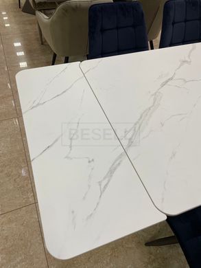 Стол раскладной TML-817-1 VETRO 120(180)x80 Белый Мрамор реальная фотография