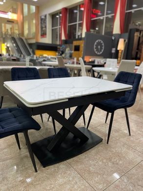 Стол раскладной TML-817-1 VETRO 120(180)x80 Белый Мрамор реальная фотография