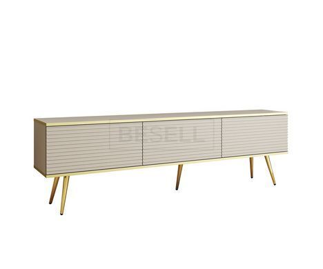 Тумба під телевізор Perfect Home Оро / Oro 3-дверна з золотими ніжками RTV175 MDF Бежевий жива фотографія