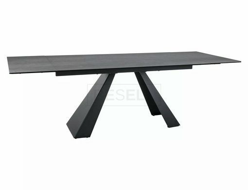 Стол Обеденный SALVADORE CERAMIC PIETRA DI SAVOIA 160(240)X90 Signal Светло Серый Мат / Черный Мат реальная фотография
