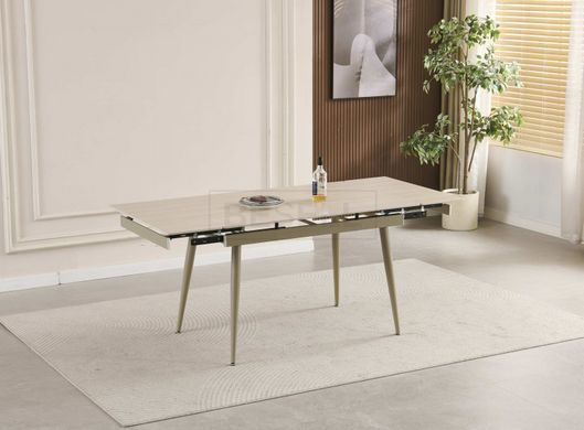 Стіл розкладний CONNOR Roman Stone Matt + Sahara legs Bjorn 120(180)x80 беж жива фотографія