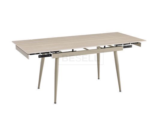 Стіл розкладний CONNOR Roman Stone Matt + Sahara legs Bjorn 120(180)x80 беж жива фотографія