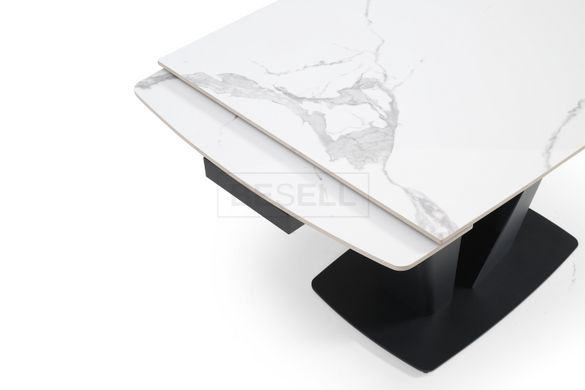 Стол Обеденный LAMBERG CERAMIC Polar White Glossy Bjorn 120(160)х80 Белый Эффект Мрамора реальная фотография