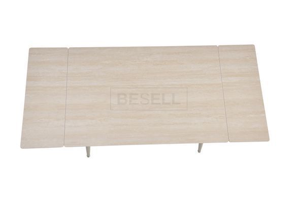 Стіл розкладний CONNOR Roman Stone Matt + Sahara legs Bjorn 120(180)x80 беж жива фотографія