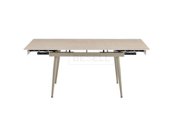 Стіл розкладний CONNOR Roman Stone Matt + Sahara legs Bjorn 120(180)x80 беж жива фотографія