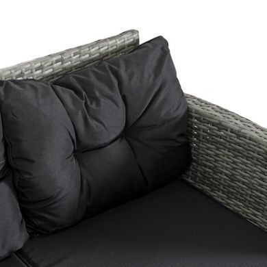 Комплект садових меблів DALLAS Mebel Elite(кутовий дива + 2 пуфа + стіл)  сірий/чорний