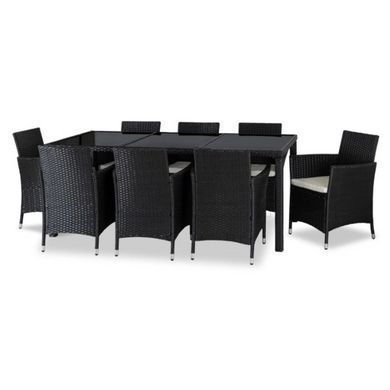 Набор садовой мебели POMONA Mebel Elite (стол + 8 стульев) черный/бежевый