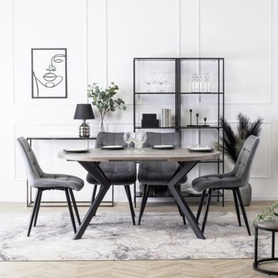 Стіл розкладний круглий MEBEL ELITE LUKAS 100-250х100 см, Бетон жива фотографія