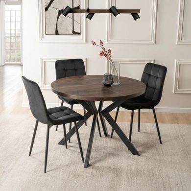Стіл LUKAS Mebel Elite 100(250)х100 Горіх/Чорний жива фотографія