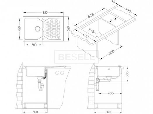 Кухонная мойка SENSUAL 30 Alveus 85x52x20 Серый