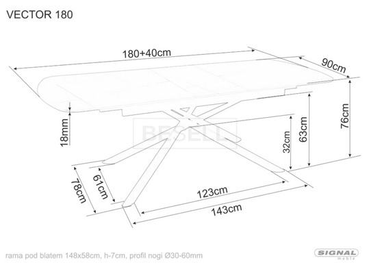 Стол VECTOR Signal 180(220)*90 черный реальная фотография