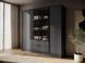 Гардеробна / шафа для одягу Perfect Home Келлі / Kelly 4DRM 4-дверна з центральними прозорими дверцятами та додатковими полицями Графіт жива фотографія