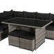 Комплект садових меблів DALLAS Mebel Elite(кутовий дива + 2 пуфа + стіл)  сірий/чорний