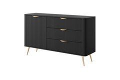 Комод Perfect Home Ланте/Lante 1-дверный с 3 ящиками и золотыми ножками 1D3S/138 Черный реальная фотография