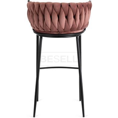 Барний стілець оксамитовий MEBEL ELITE FLORES Velvet чорний / рожевий жива фотографія